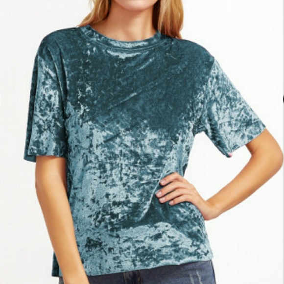 Crushed Velvet Tee Style Top - Picture 5 of 6